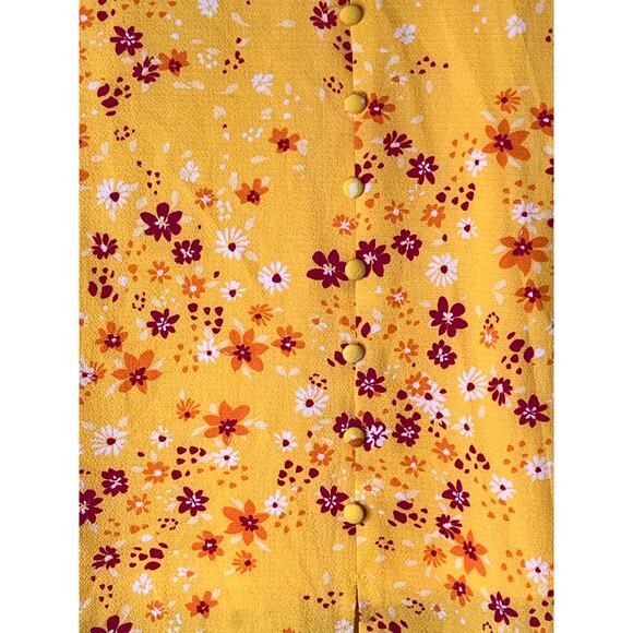 BCBGeneration Fit and Flare Elastic Waistband Midi Skirt Yellow Floral M NWT - Picture 9 of 13